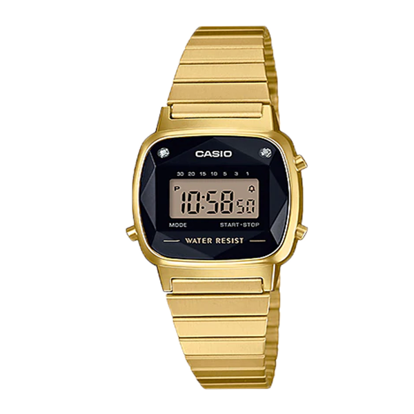ساعة كاسيو LA670WGAD-1DF للسيدات، مقاومة للماء، رقمية - ذهبي
